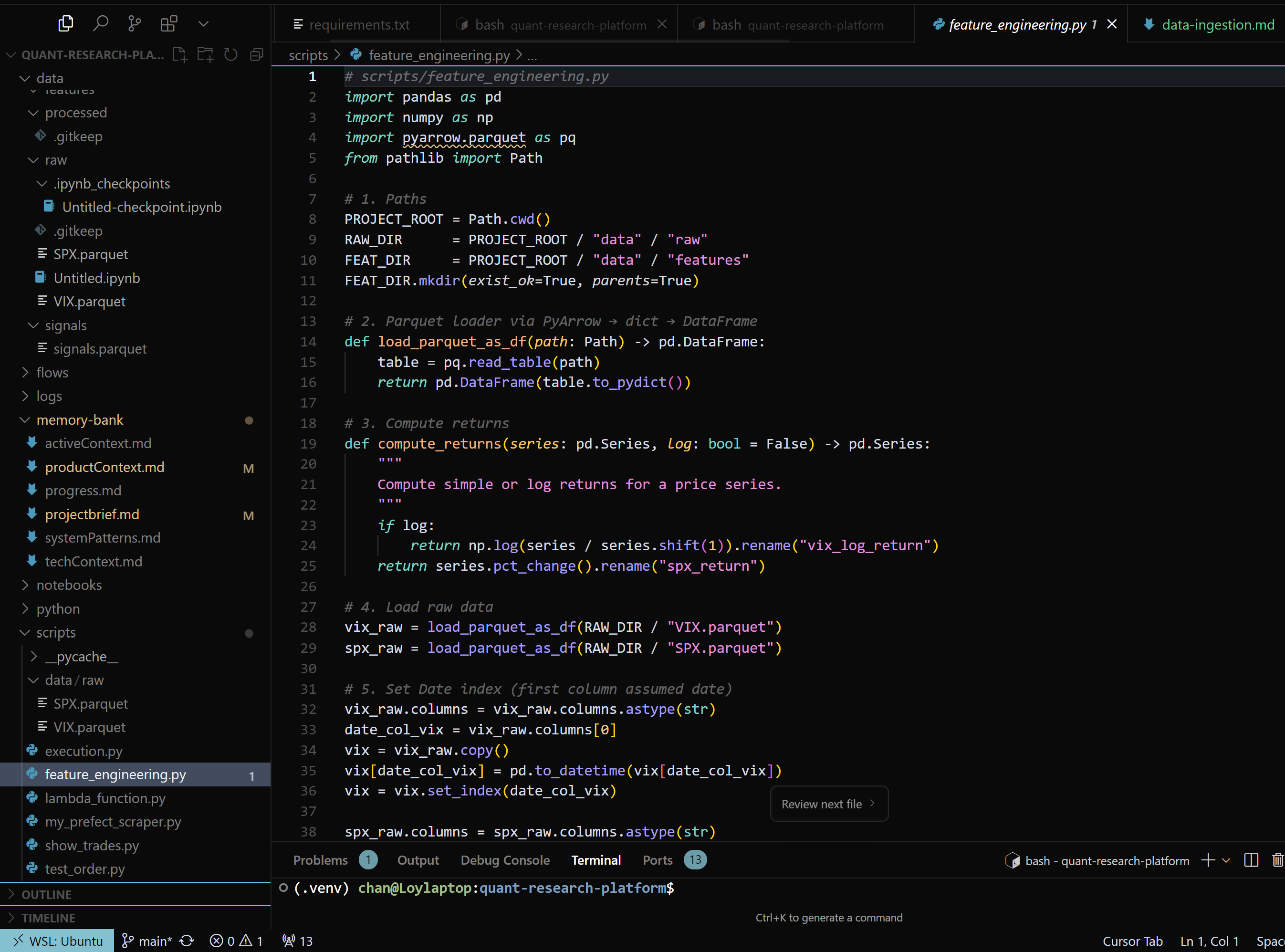 Quant Research Platform: Data Ingestion