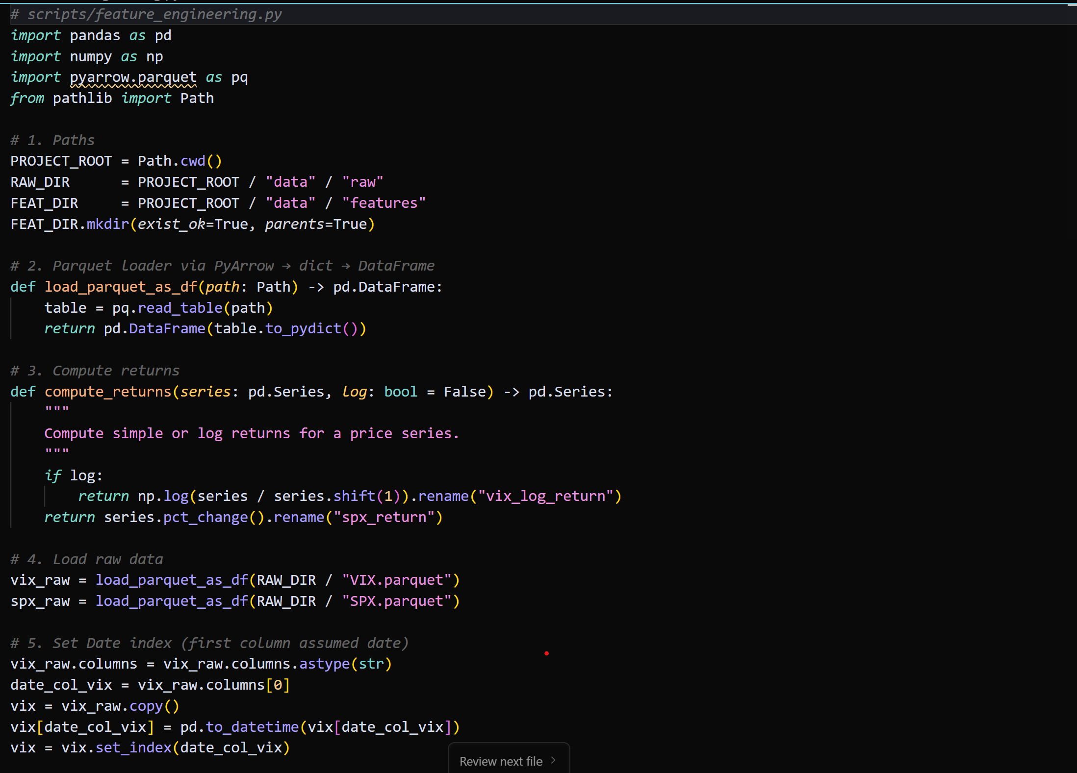 Feature Engineering for Quant Research Platform